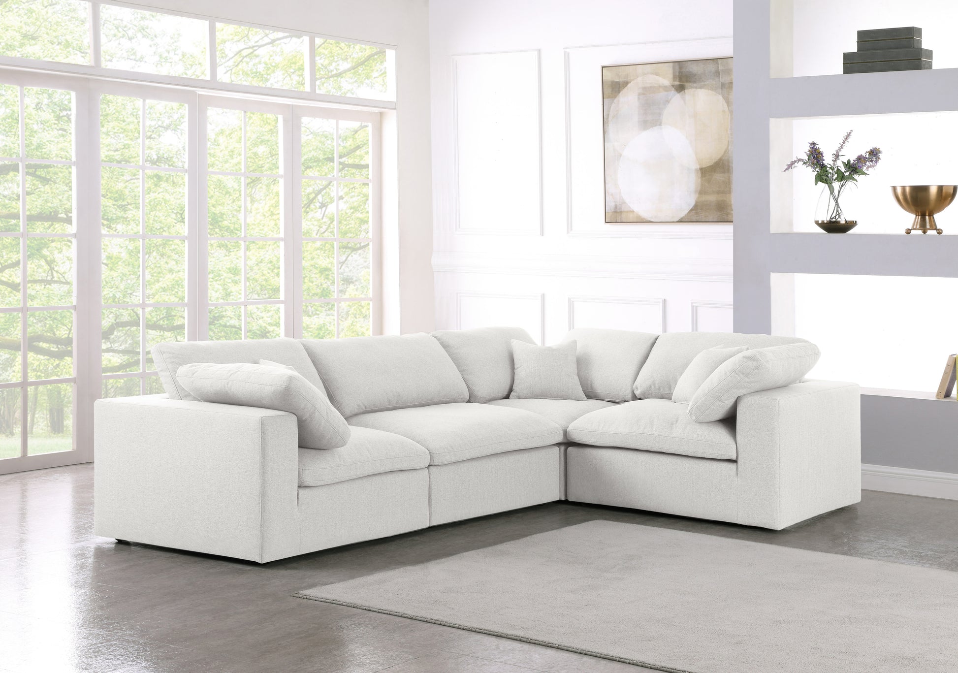 Meridian Serene Linen Cloud 4 pc sectional