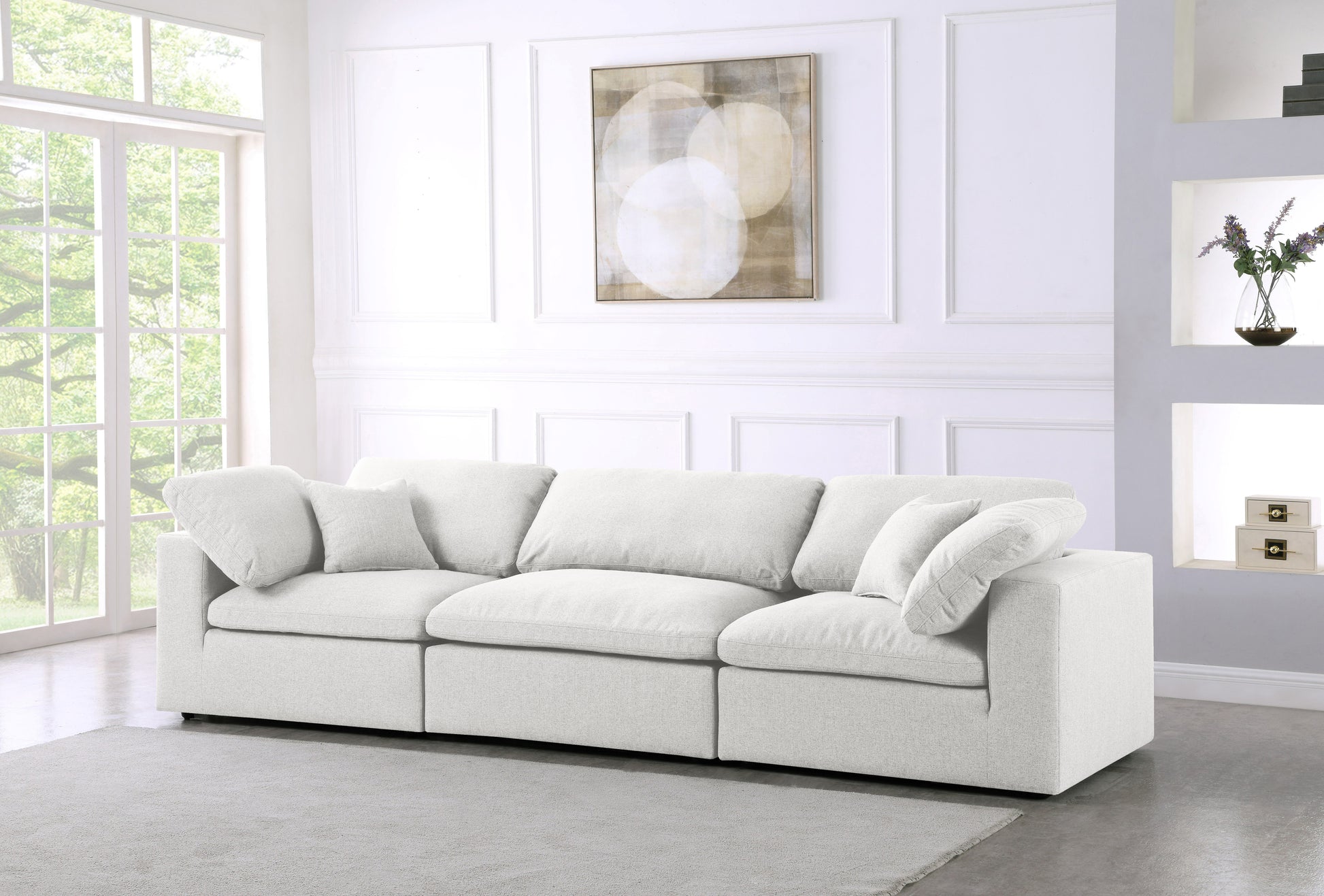 Meridian Serene Linen Cloud 3 pc sofa