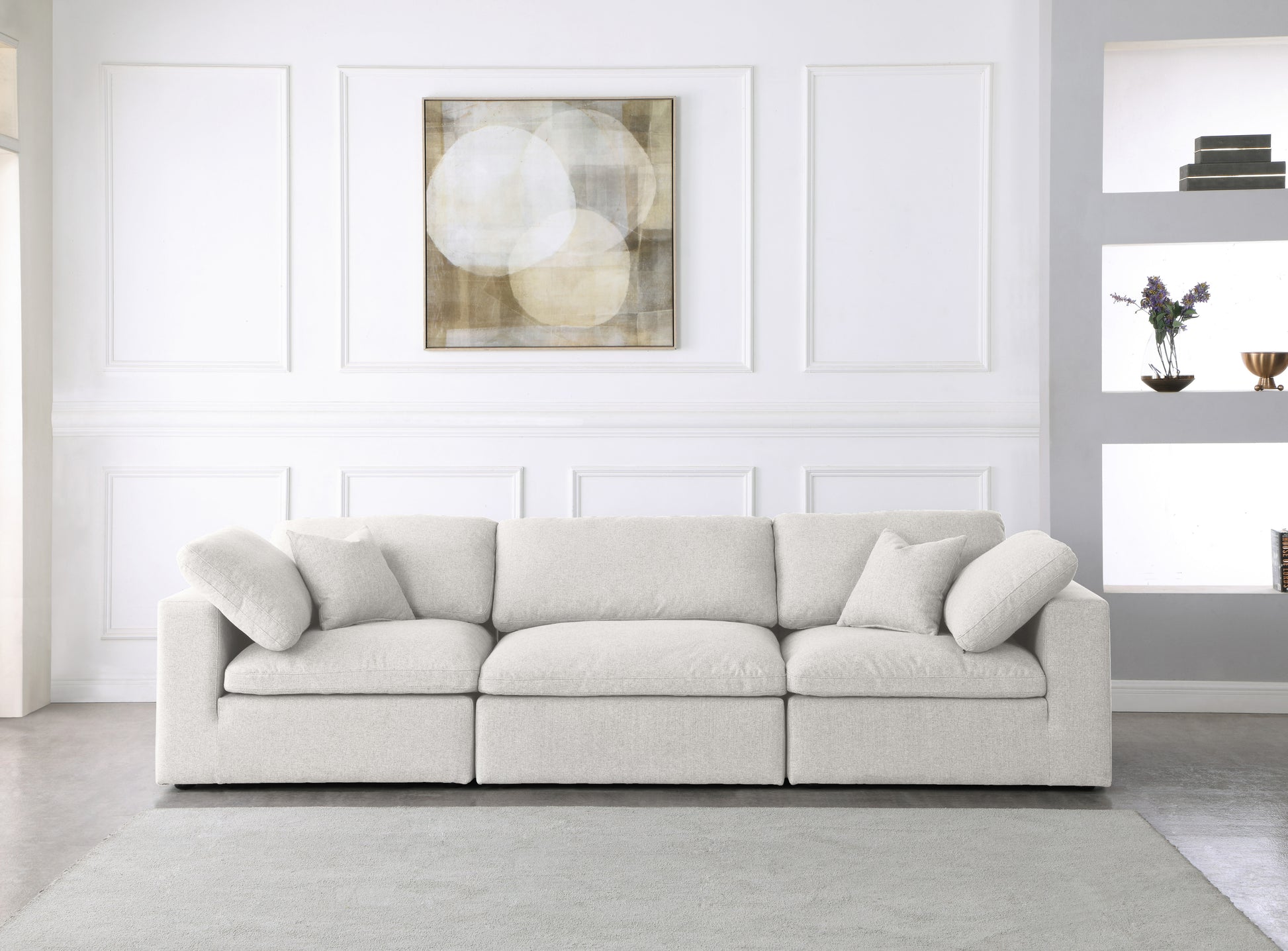 Meridian Serene Linen Cloud 3 pc sofa
