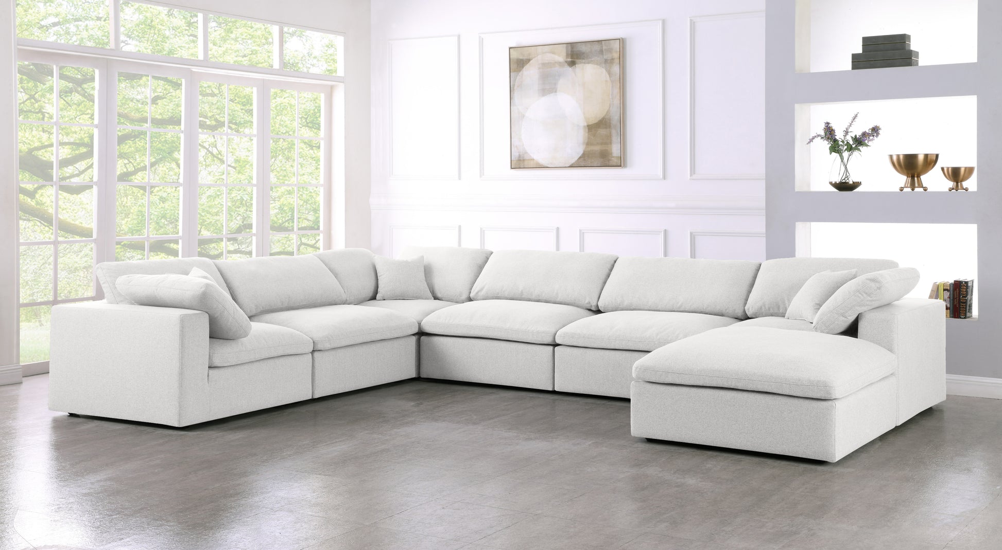 Meridian Serene Linen Cloud 7 Piece Sectional