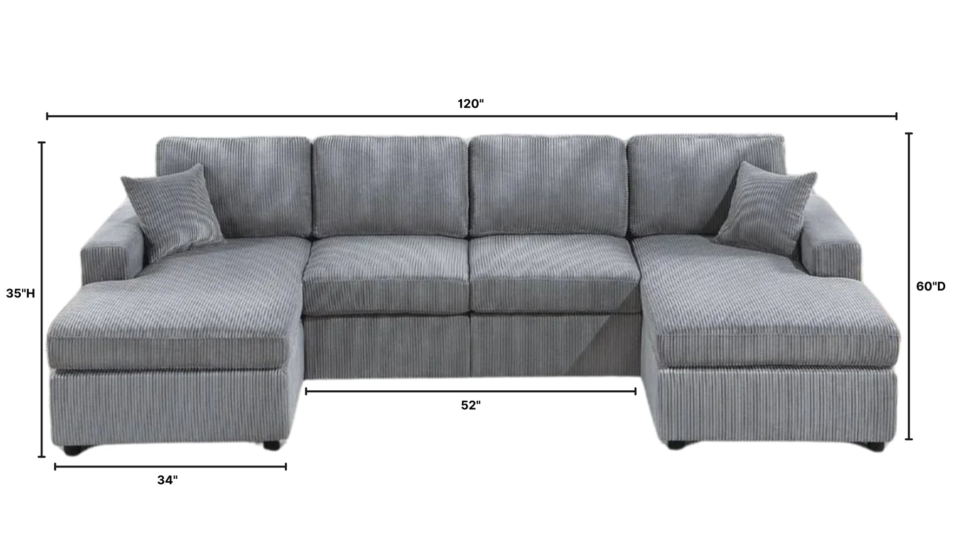 Corduroy Double Chaise Sectional Sofa