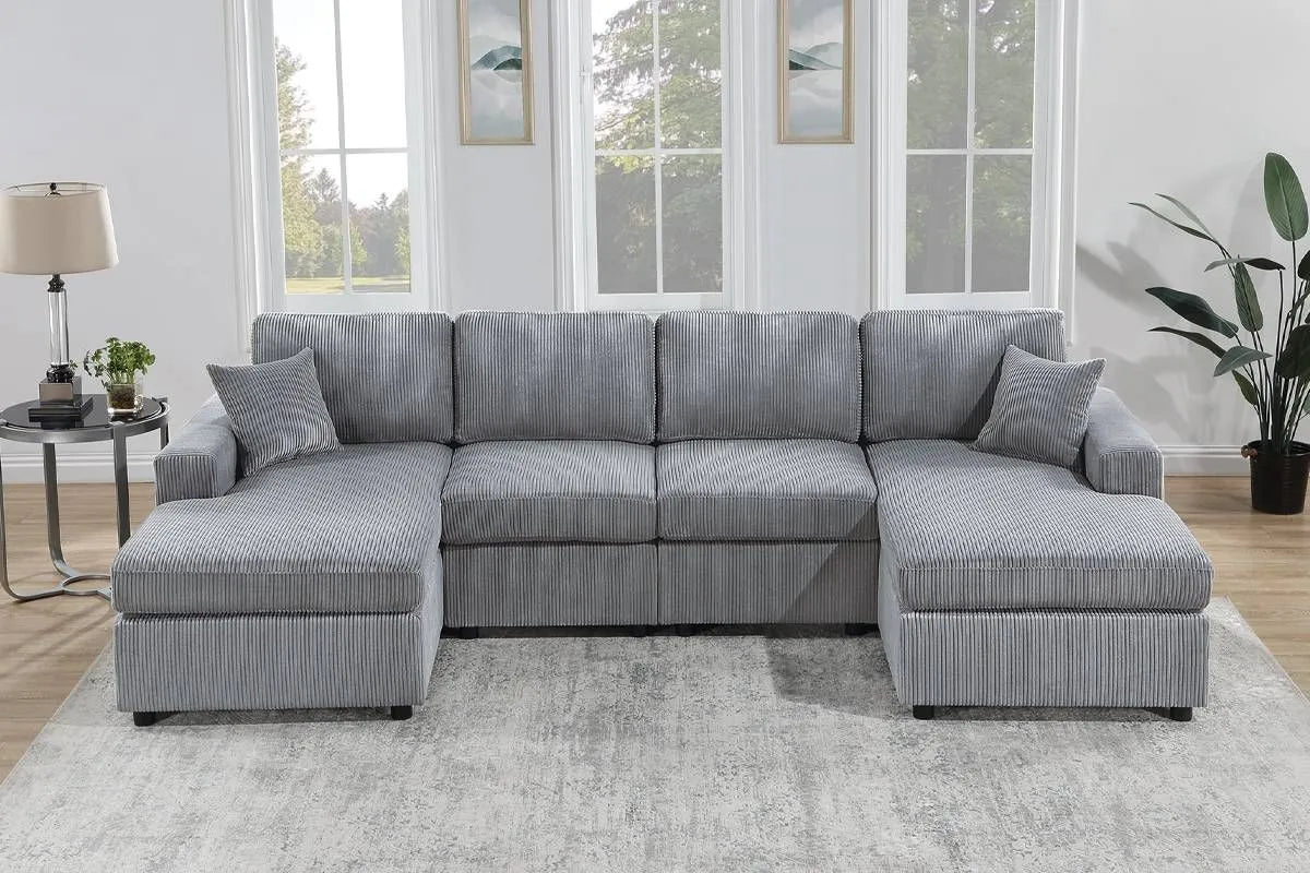 Corduroy Double Chaise Sectional Sofa