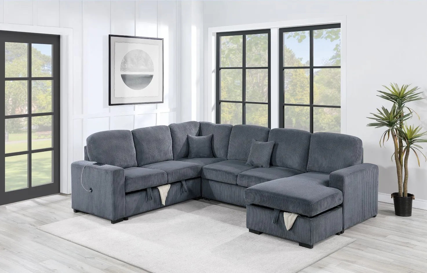Corduroy 4-Piece Convertible Sectional
