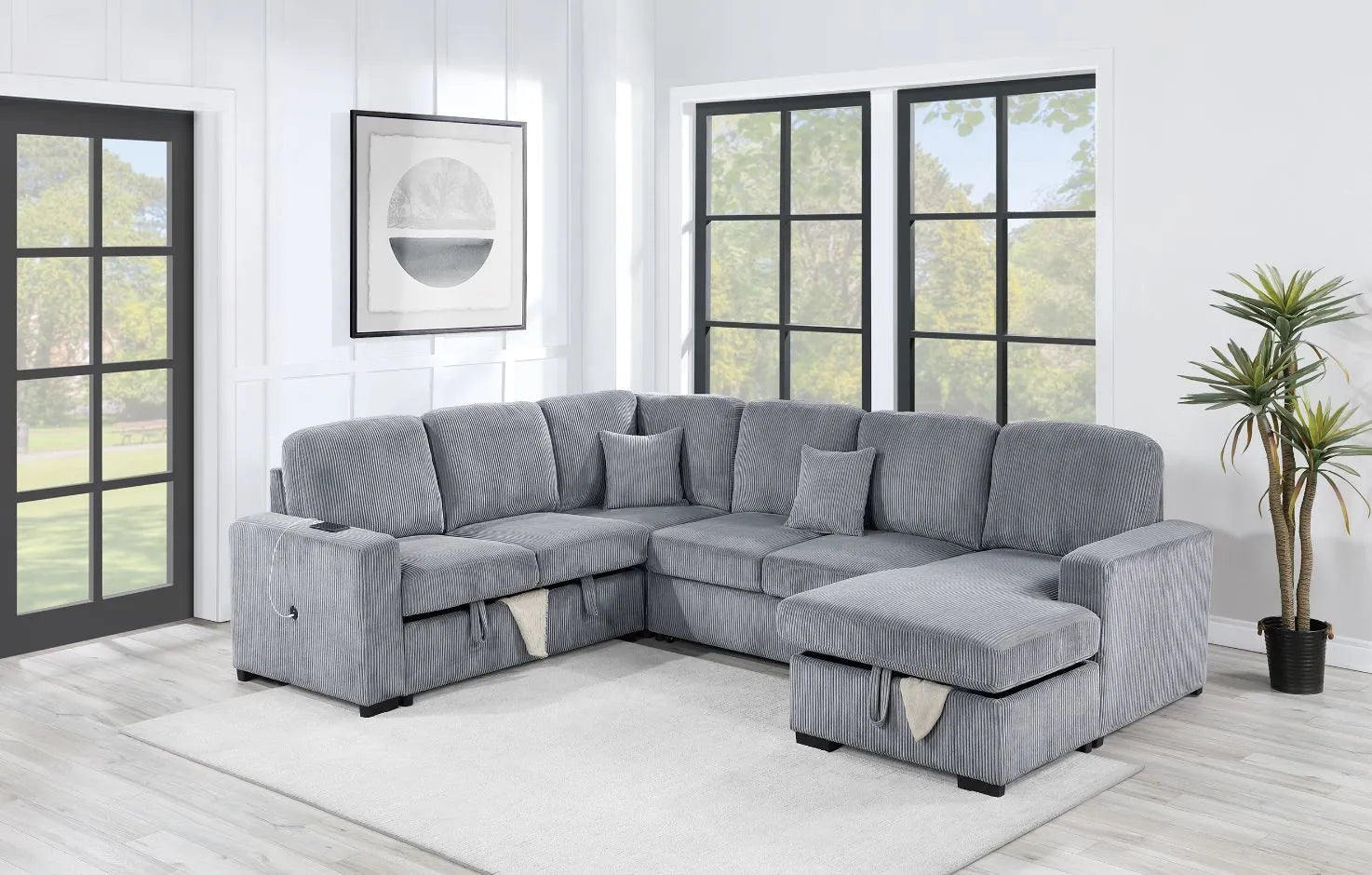 Corduroy 4-Piece Convertible Sectional