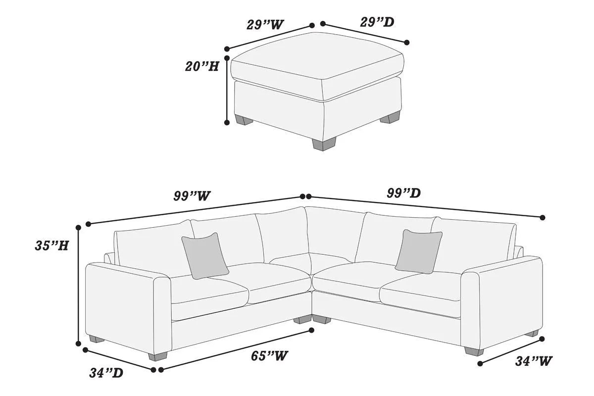 Corduroy Corner Sectional W Ottoman