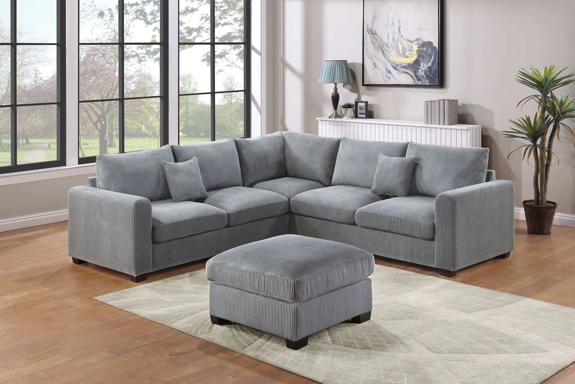 Corduroy Corner Sectional W Ottoman