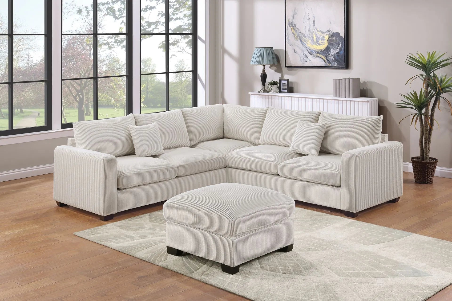 Corduroy Corner Sectional W Ottoman