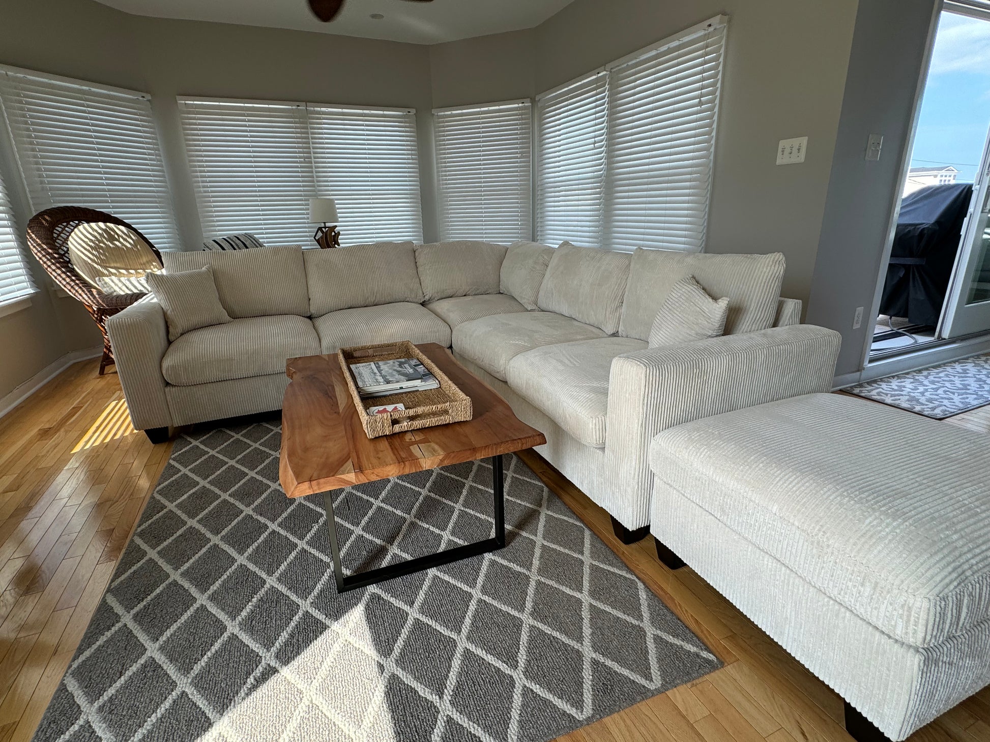 Corduroy Corner Sectional W Ottoman