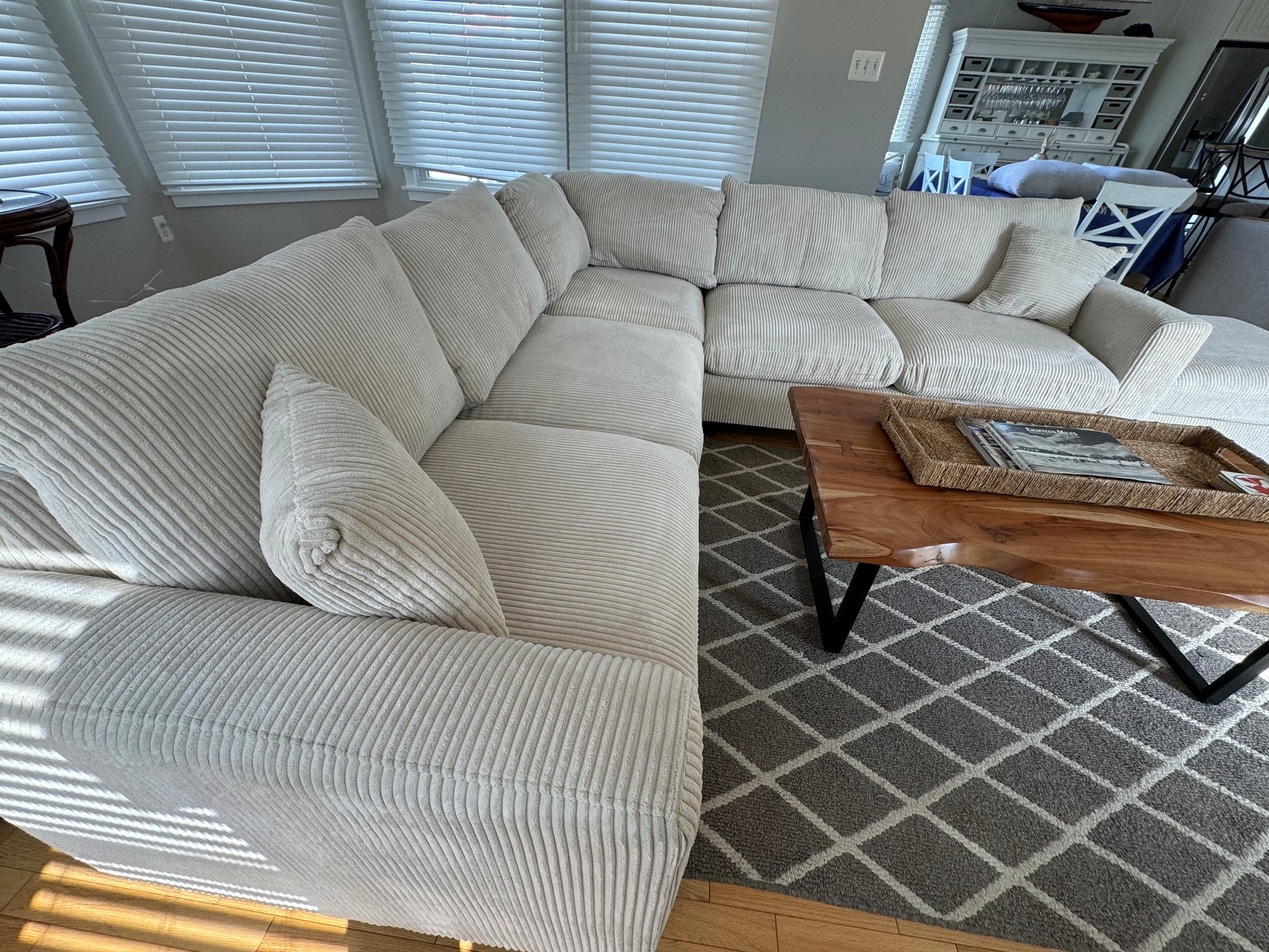 Corduroy Corner Sectional W Ottoman
