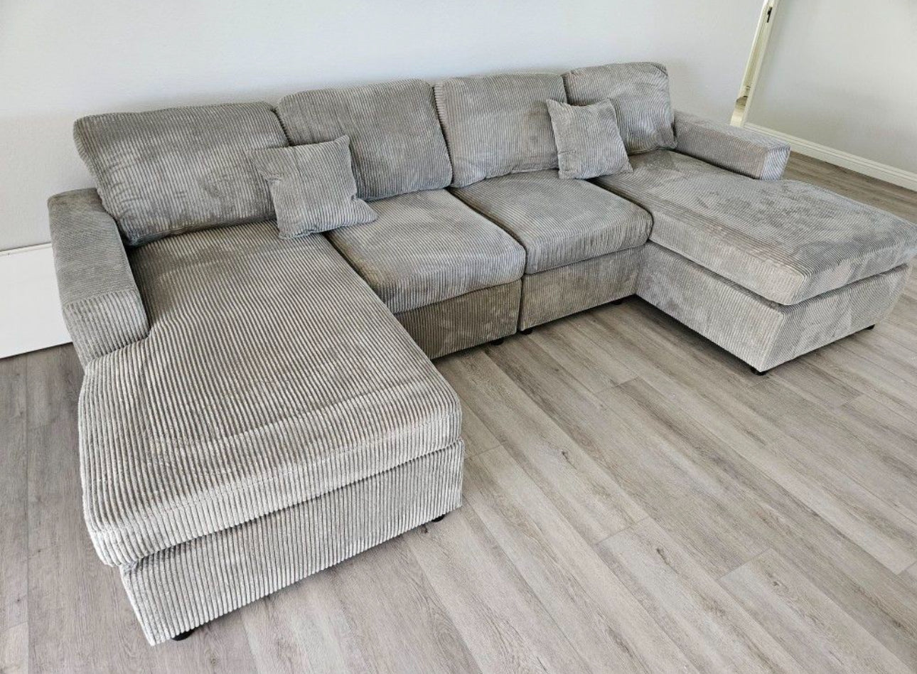 Corduroy Double Chaise Sectional Sofa