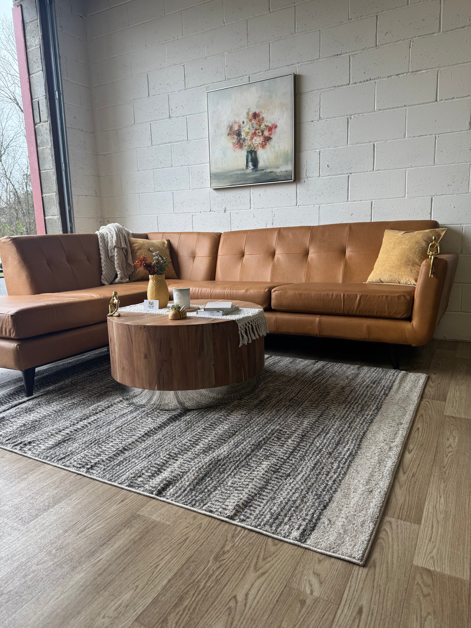 Hughes Leather Sectional with Bumper