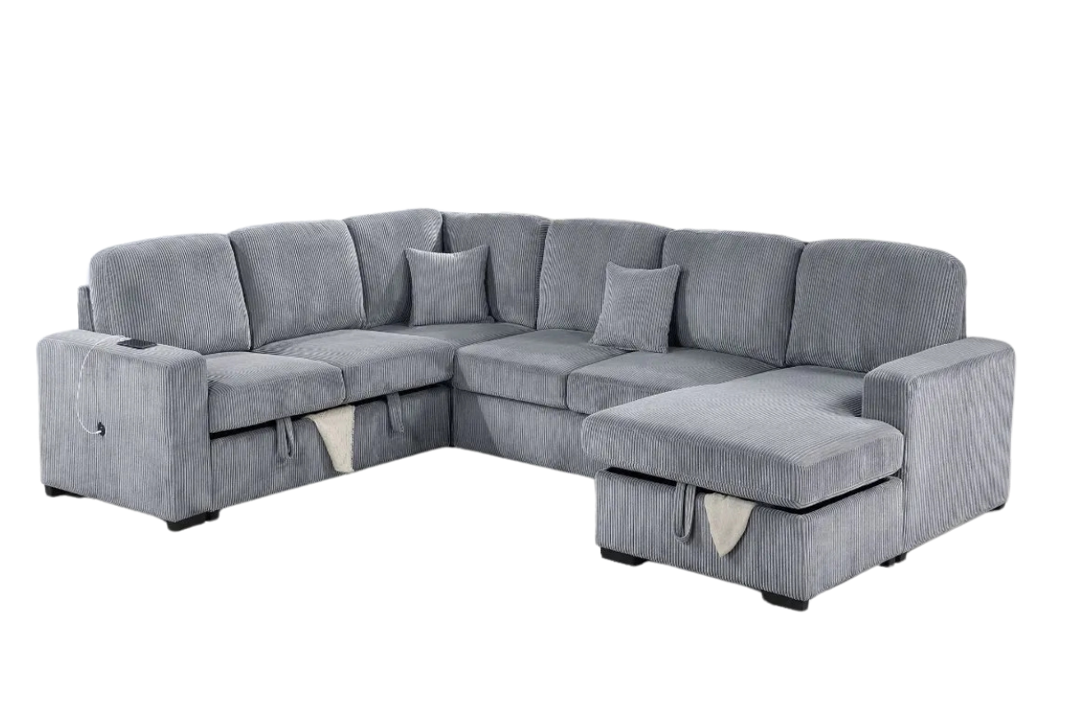 Corduroy 4-Piece Convertible Sectional