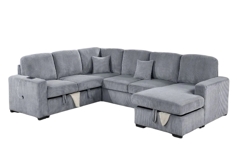 Corduroy 4-Piece Convertible Sectional