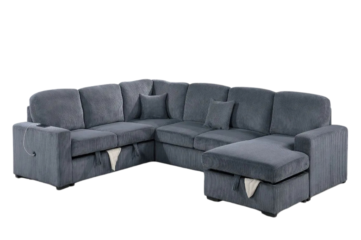 Corduroy 4-Piece Convertible Sectional
