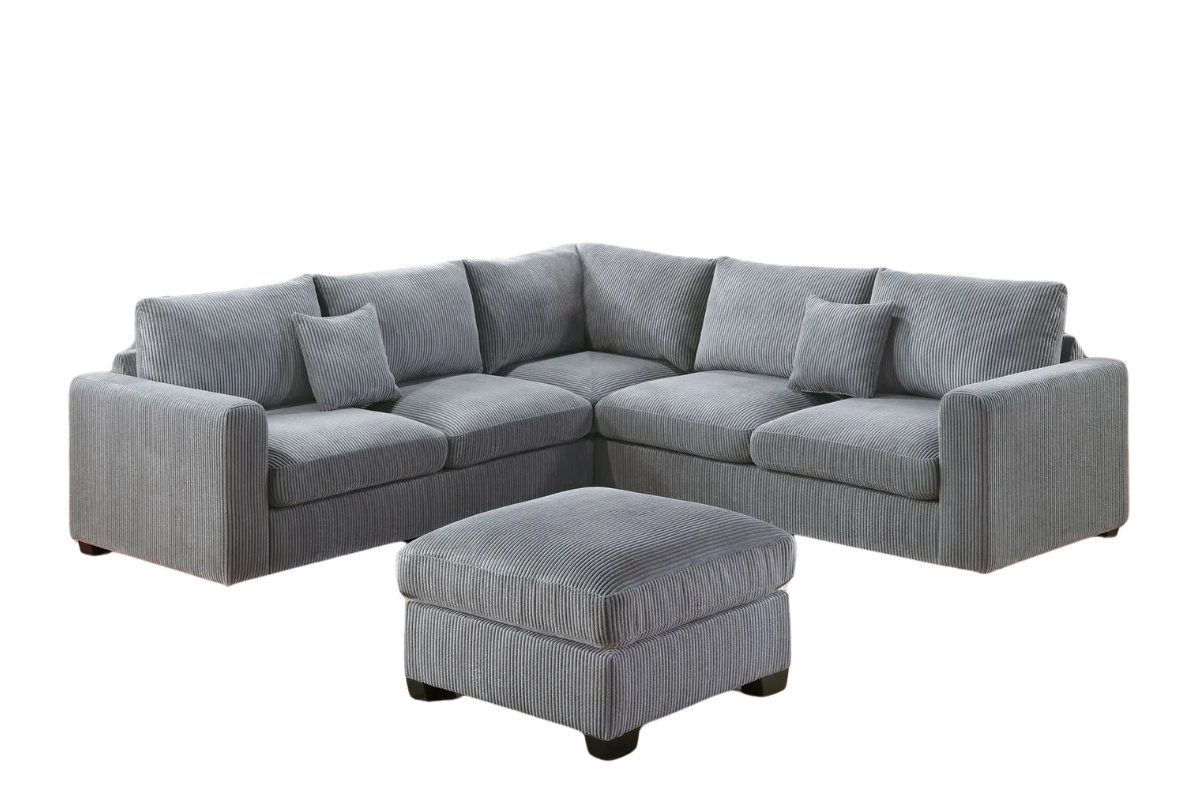 Corduroy Corner Sectional W Ottoman