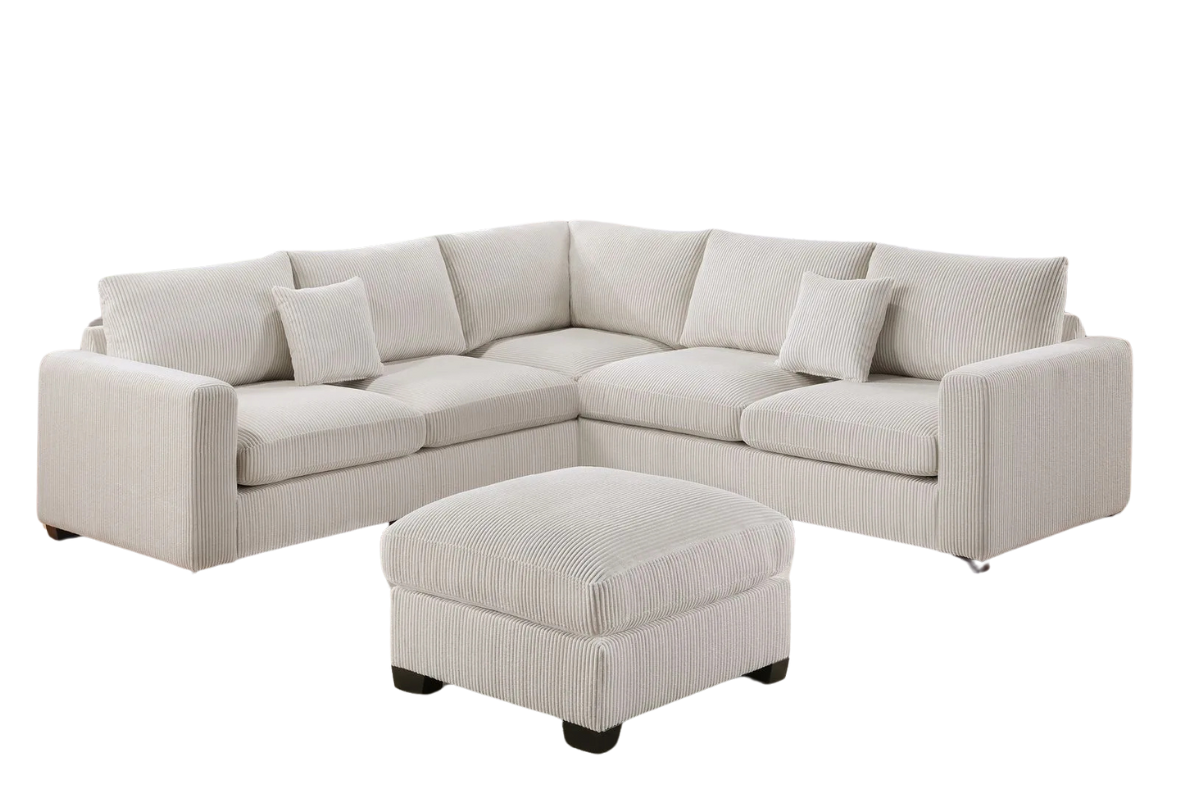 Corduroy Corner Sectional W Ottoman