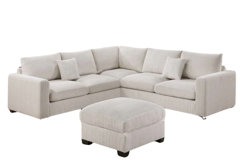 Corduroy Corner Sectional W Ottoman