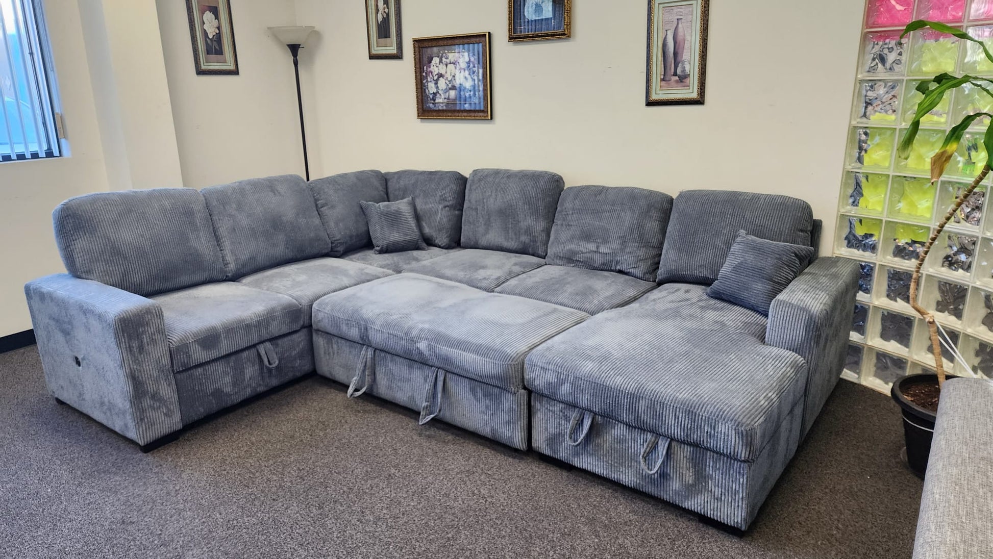 Corduroy 4-Piece Convertible Sectional