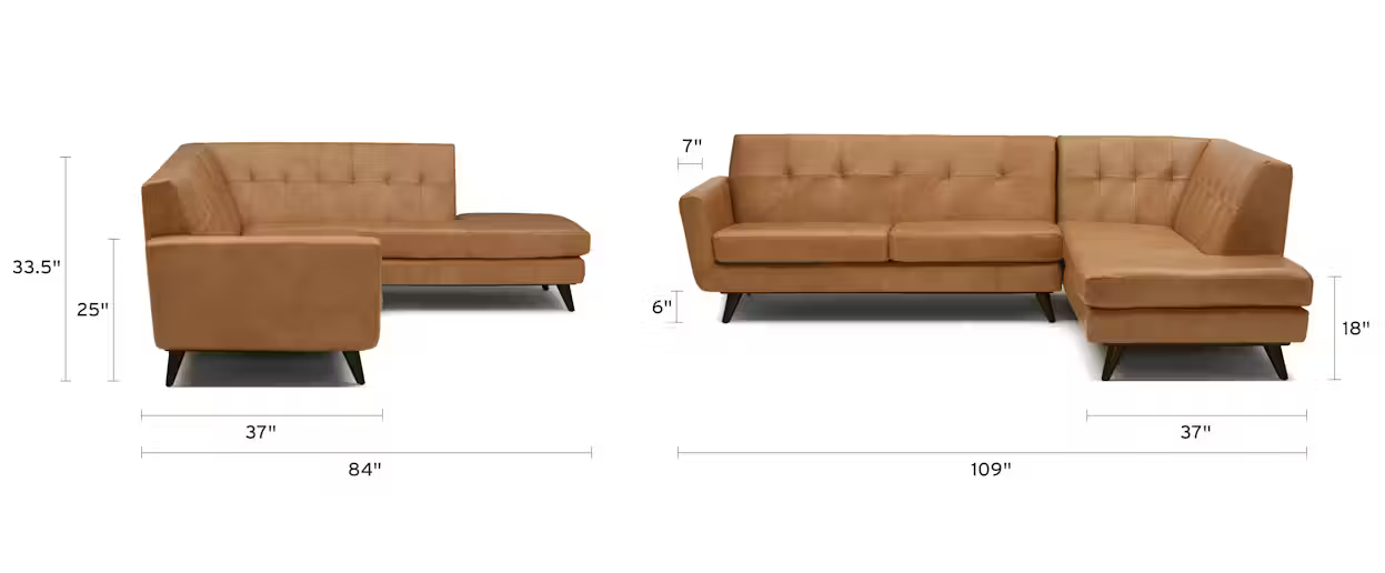 Hughes Leather Sectional with Bumper