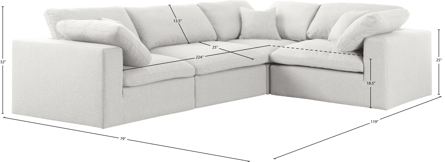 Meridian Serene Linen Cloud 4 pc sectional