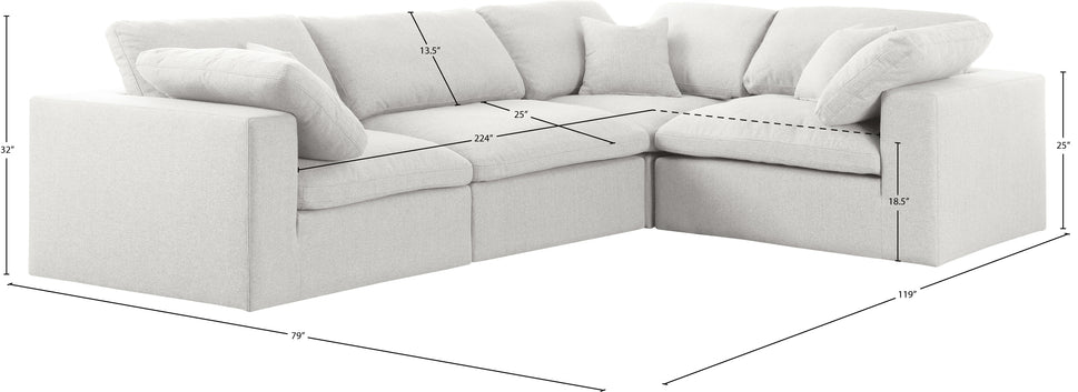 Meridian Serene Linen Cloud 4 pc sectional
