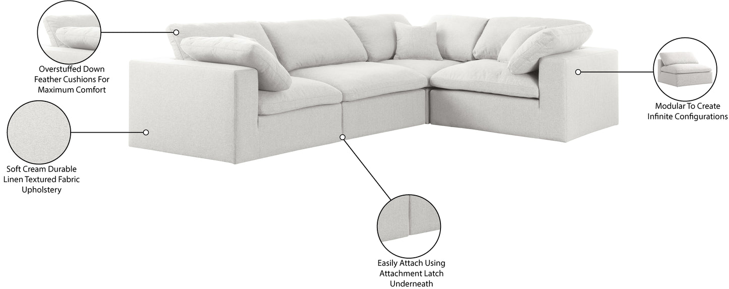 Meridian Serene Linen Cloud 4 pc sectional