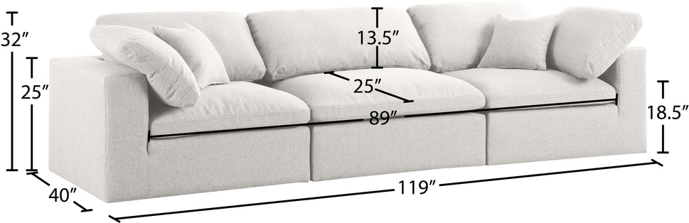 Meridian Serene Linen Cloud 3 pc sofa