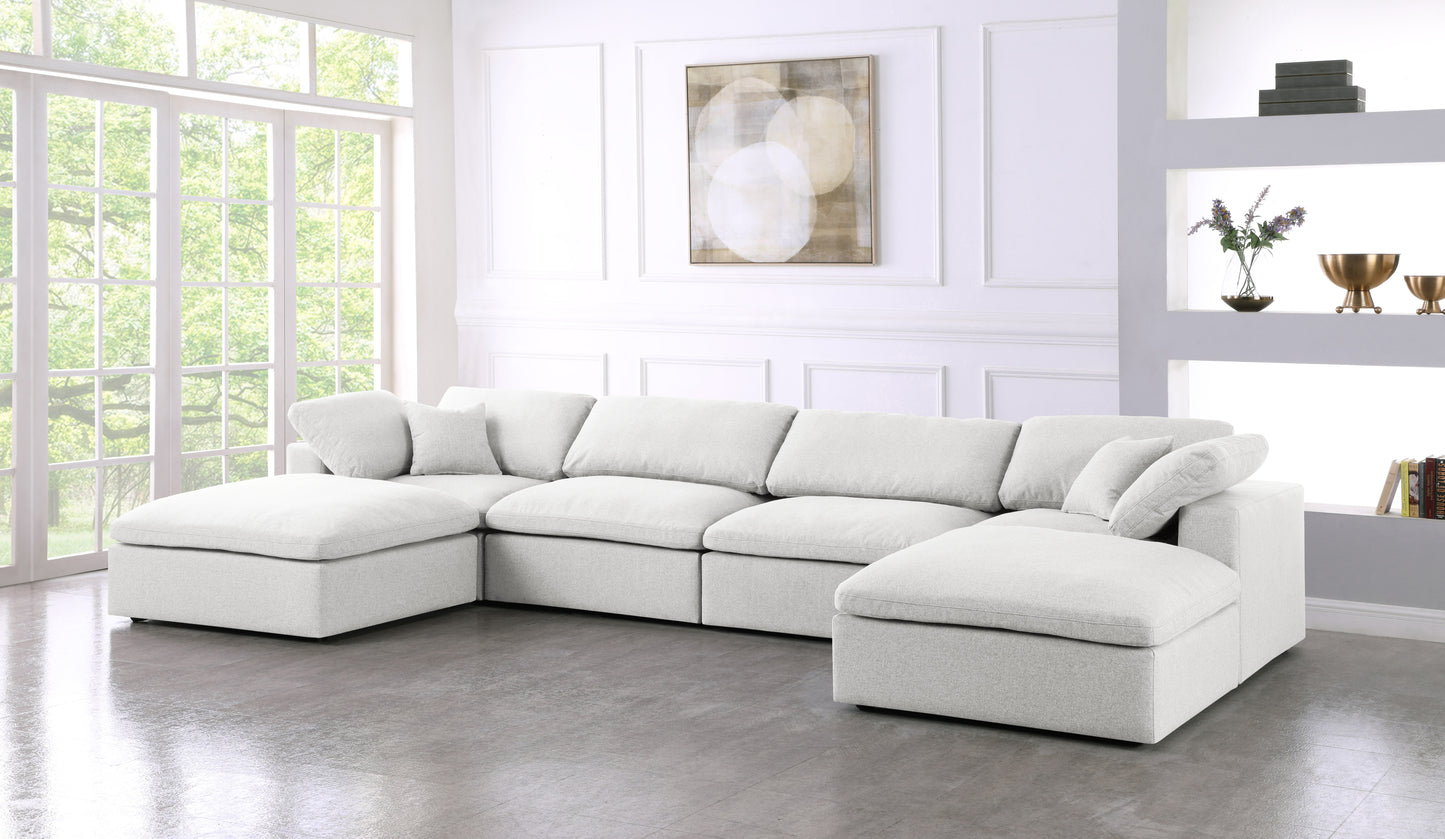 Meridian Serene Linen Cloud 6 pc double chaise
