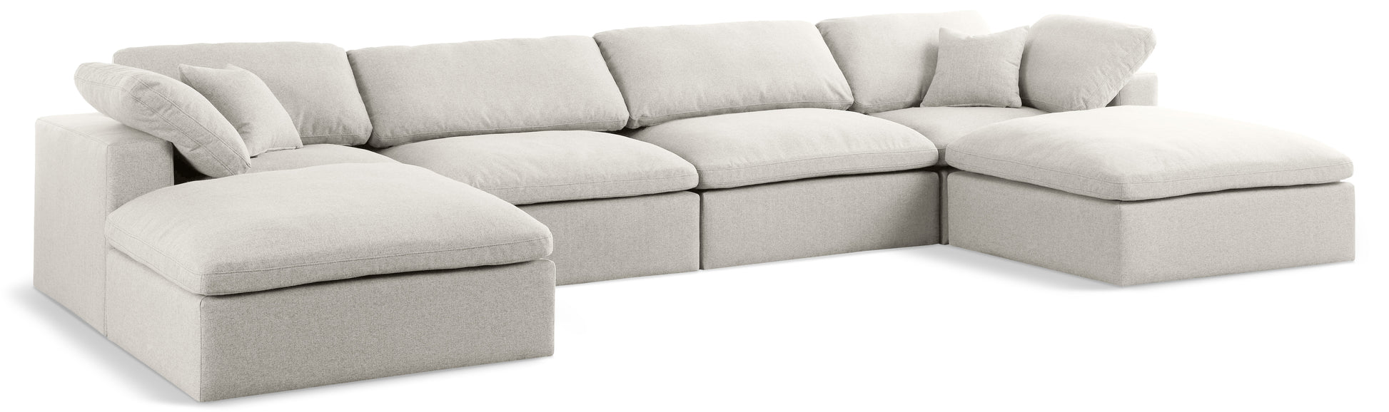 Meridian Serene Linen Cloud 6 pc double chaise