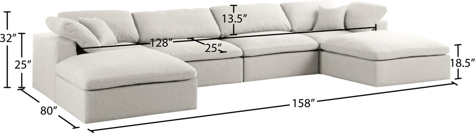 Meridian Serene Linen Cloud 6 pc double chaise