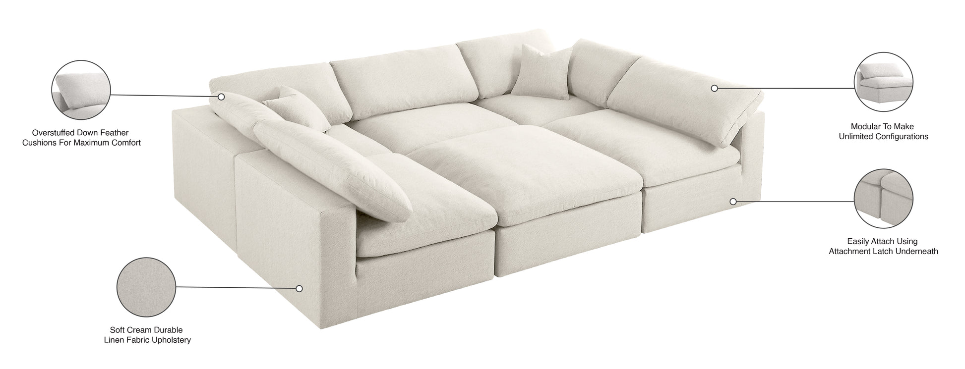 Meridian Serene Linen Cloud 6 pc bed