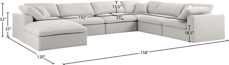 Meridian Serene Linen Cloud 7 Piece Sectional