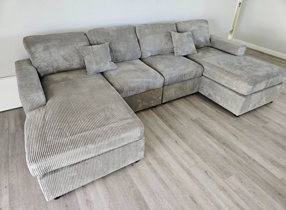 Corduroy Double Chaise Sectional Sofa