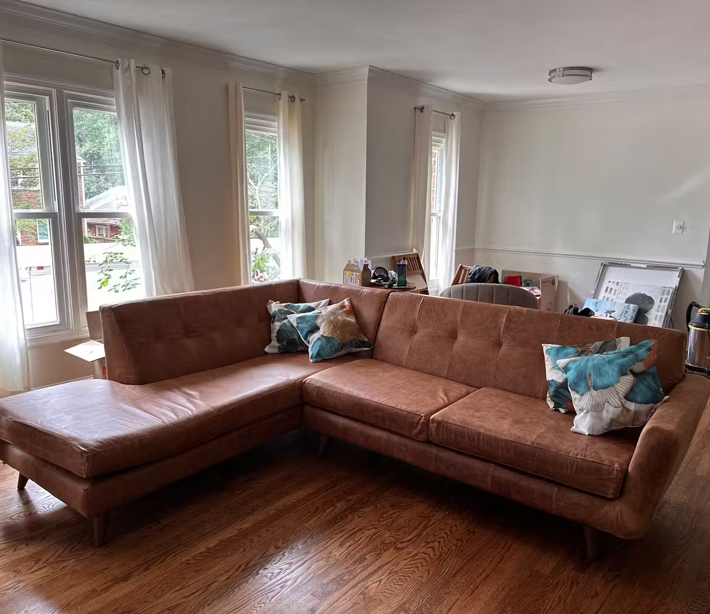 Hughes Leather Sectional with Bumper
