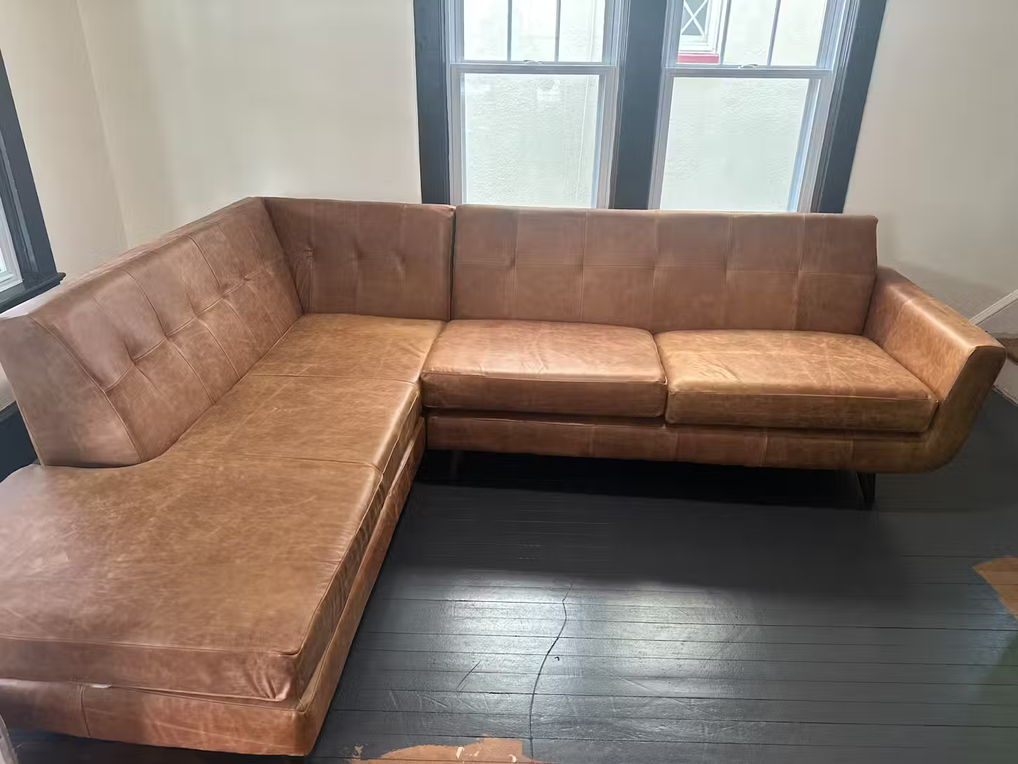 Hughes Leather Sectional with Bumper