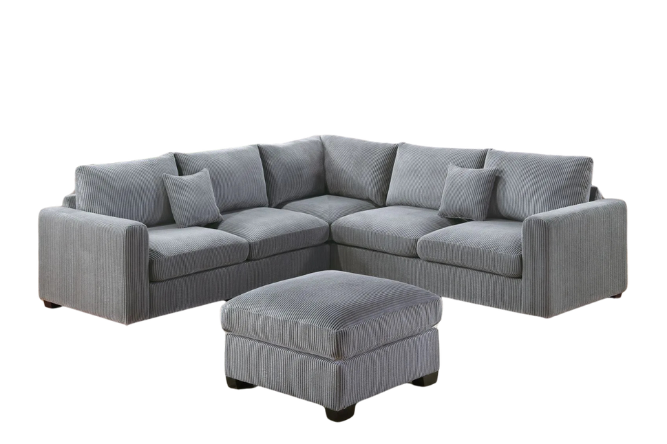 Corduroy Corner Sectional W Ottoman